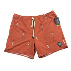 Roark Mens XL Shorey 16" Board Shorts Hemp Blend Red Saffron Geometric Surf Boho